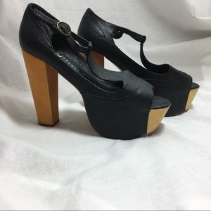 Jeffrey Campbell Foxy Wood Platforms